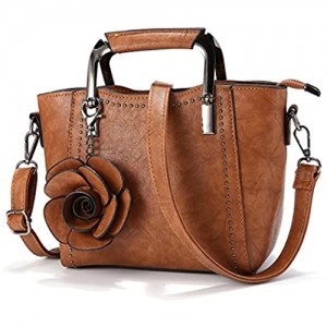 Top-Handle Bags  JOSEKO Women PU Leather Retro Rose Handbag Mini Crossbody Bag Brown 7.48''(L) x 3.94''(W) x 7.09''(H)