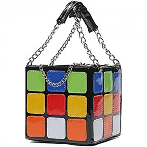Women's cube shape handbag  magic cube leather handbag wallet