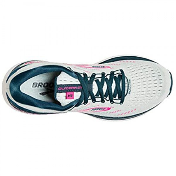 Brooks Glycerin GTS 19 Women's Supportive Running Shoe (Transcend) - Ice Flow/Navy/Pink - 7 Wide