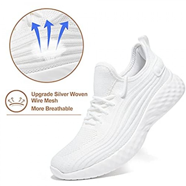 Akk Women's Lightweight Walking Shoes - Memory Foam Slip On for Gym Tennis Breathable Mesh Sneakers Sports Athletic Travel Work Shoes