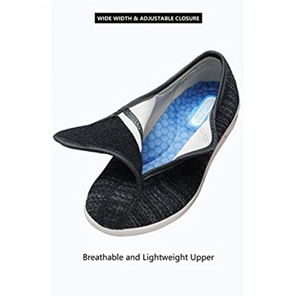 DENACARE Women's Wide Width Shoes with Adjustable Closure Lightweight for Diabetic Edema Plantar Fasciitis Bunions Arthritis Swollen Feet