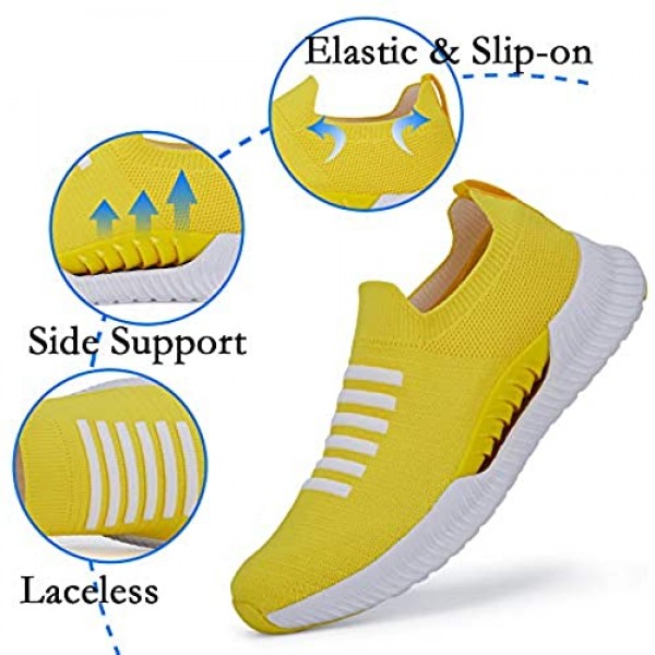 Forucreate Walking Shoes Casual Breathable Lightweight Comfortable Flats Tennis Sock Sneakers for Women