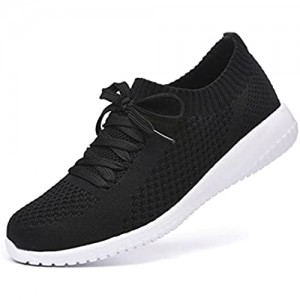 JIUMUJIPU Women's Walking Sneaker Slip-on Running Shoes - Black White Gray Lightweight Mesh-Comfortable Tennis Shoe