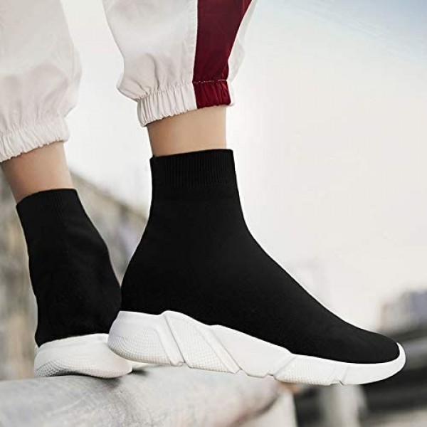 SUNROLAN Fashion Sneakers for Women and Men Lightweight Athletic Running Shoes Breathable Walking Sock Shoes
