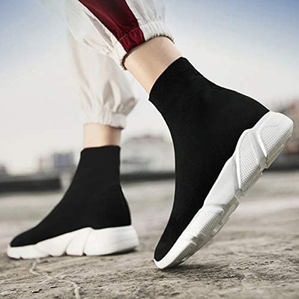 SUNROLAN Fashion Sneakers for Women and Men Lightweight Athletic Running Shoes Breathable Walking Sock Shoes