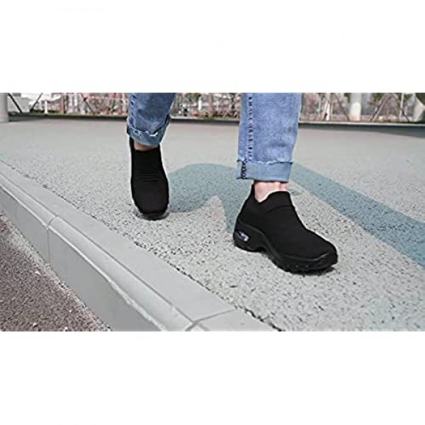 ZASEPY Women's Comfortable Walking Shoes Slip On Fashion Sock Sneakers Air Cushion Lady Girls Nurse Wedge Platform Loafers