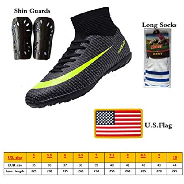 DX-CO CR Soccer Shoes Ankle Boots for Boys - Messi Turf Indoor Youth Football Shoes - High Top Elastic Collar and Color Floral of Toe for Women - Outdoor TF/AG Soccer Shoes Training