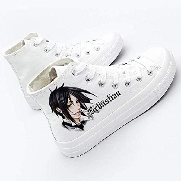 Black Butler Kuroshitsuji Anime Ciel and Sebastian Cosplay Shoes Canvas Shoes Sneakers White and Black