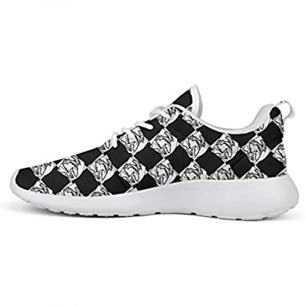 Student Men's Canvas Simple Little-Caesar-Stuffed-Black-and-White-Plaid- Sports Shoes Basketball Shoes