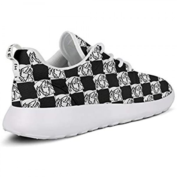 Student Men's Canvas Simple Little-Caesar-Stuffed-Black-and-White-Plaid- Sports Shoes Basketball Shoes