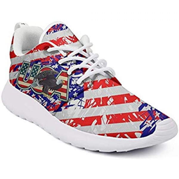 Womens Red Lip Art American Flag Flat Bottom Simple Walking Shoes Casual Shoes Sneakers