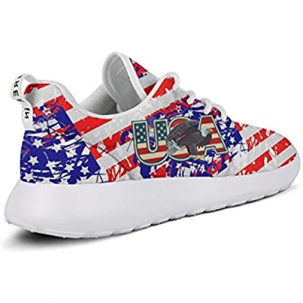 Womens Red Lip Art American Flag Flat Bottom Simple Walking Shoes Casual Shoes Sneakers