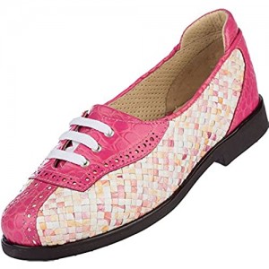 Aerogreen TRANI Hand Woven Ladies Golf Shoe/Ballerina (Pink/Magenta Beige/Beige/Croco Black/Black-Patent)