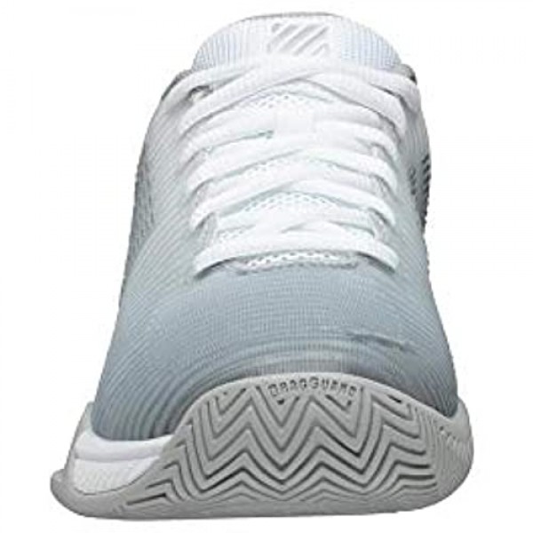 K-Swiss Women's Hypercourt Express 2 Tennis Shoe (White/High-Rise/Silver 5)
