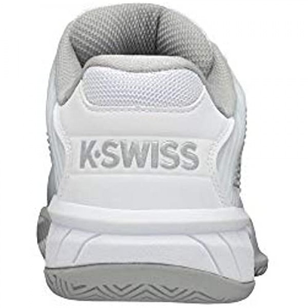 K-Swiss Women's Hypercourt Express 2 Tennis Shoe (White/High-Rise/Silver 5)
