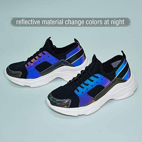LUCKY STEP Women's Chunky Sneakers Fashion Tennis Lace Up Dad Cushion Running Shoes