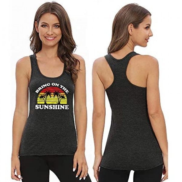 Bealatt Women's T-Shirts Funny Letter Print Tank Tops Beach Graphic Casual Short Sleeve Shirts Athletic Tee Tops