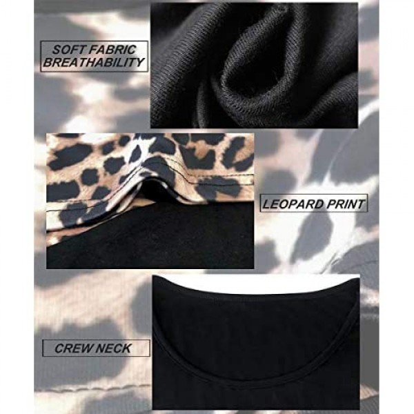 CARCOS Plus Size Tops Short Sleeve Leopard Print Colorblock Animal Shirts XL-5XL