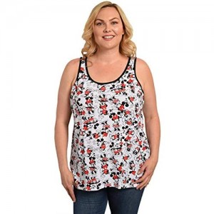 Disney Womens Plus Size Tank Mickey & Minnie Mouse All Over Print Top