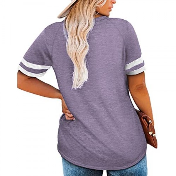 DOLNINE Plus-Size Tops for Women Short Sleeve Oversized Tunic Shirts
