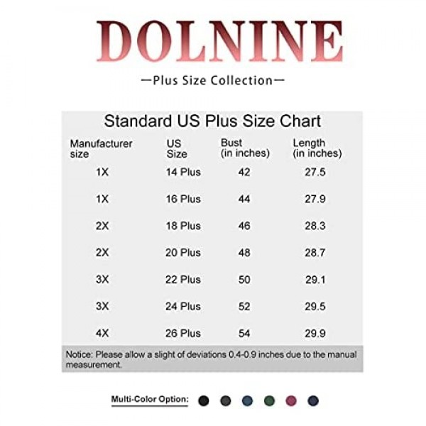 DOLNINE Plus-Size Tops for Women V Neck T Shirts Summer Tunics with Pocket