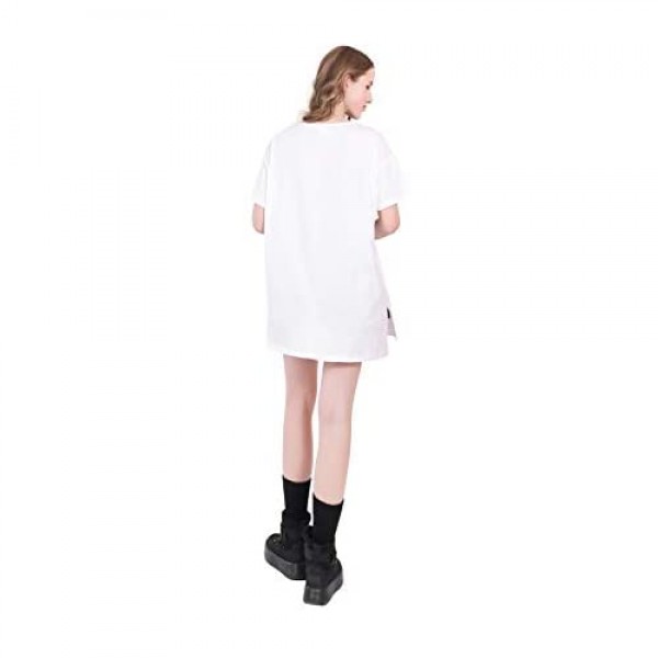 Germinate Long T Shirts Dresses Women Summer Trendy Beach Cute White Black Loose Fit Side Slit Tunic Tops Plus Size Oversized