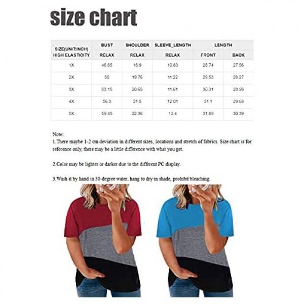 Happy Sailed Womens Plus Size Tops Summer Short Sleeve Round Neck Loose Casual Tee T-Shirt(1X-5X)