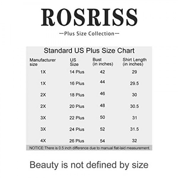 ROSRISS Womens Plus-Size Tops Summer Lace T Shirts Pleated Tunics XL-4XL