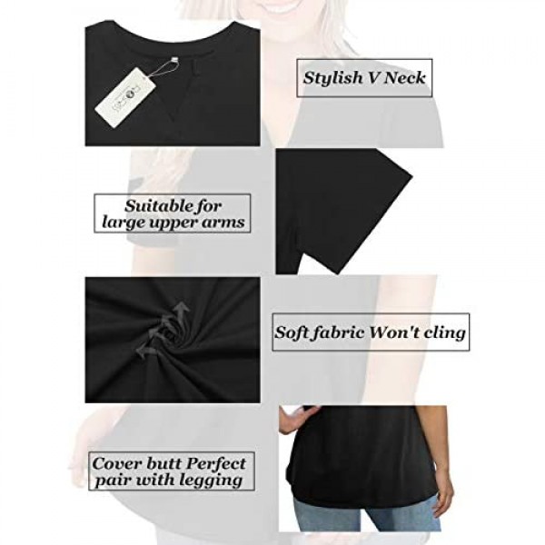 ROSRISS Womens-Plus-Size-Tops XL-4XL V-Neck T Shirts Flowy Tunics Tee