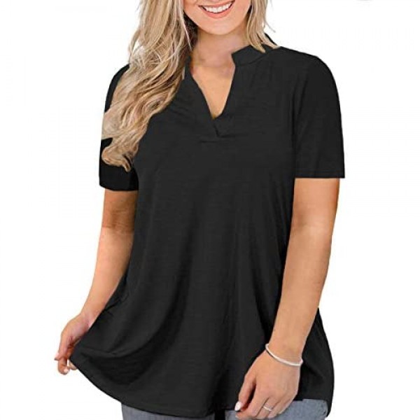 ROSRISS Womens-Plus-Size-Tops XL-4XL V-Neck T Shirts Flowy Tunics Tee