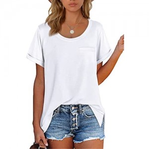 Sousuoty Women's T Shirts Crewneck Loose Fitting Short Sleeve Tops