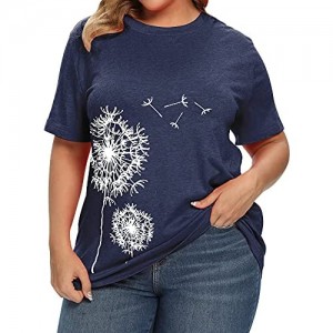 Womens Summer Dandelion Cute Graphic Tees Shirts Plus Size Tops for Women Tshirts with Sayings