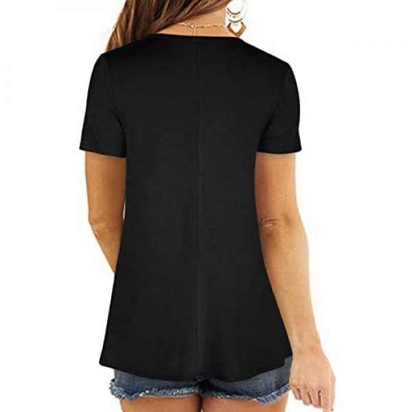 Womens Summer Short Sleeve Tee Shirts Casual Plus Size Flowy Tshirt Tops