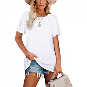Womens Tshirts Short Sleeve Crewneck Shirts Loose fit Summer Tops