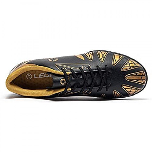 LEOCI Soccer Shoes - Turf Sole Men & Women Kid's Academy Outdoor Football Durable Emboss Rubber Shoes
