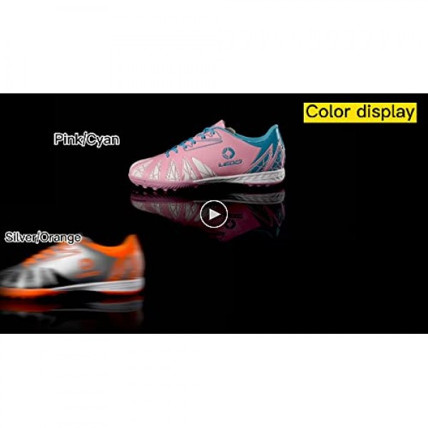 LEOCI Soccer Shoes - Turf Sole Men & Women Kid's Academy Outdoor Football Durable Emboss Rubber Shoes