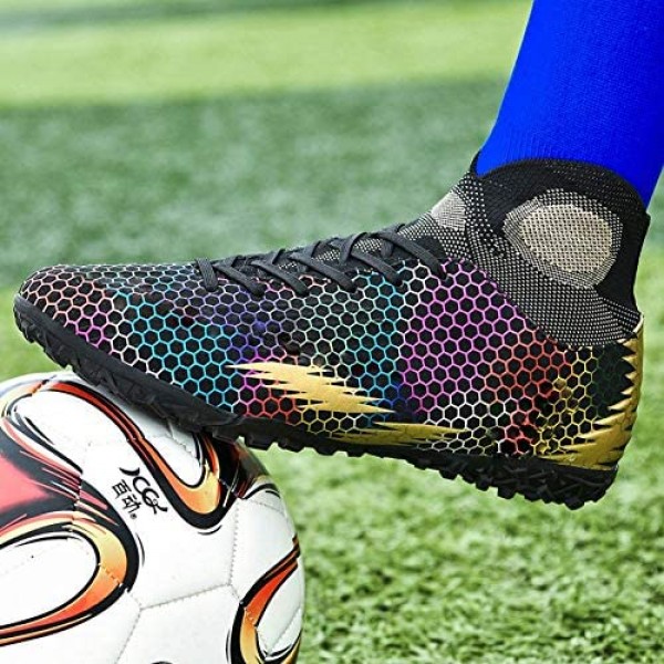 WELRUNG Unisex's TF Cleats Professional Short Studs Wear Resistant Football Training Athletic Soccer Shoes for Youth
