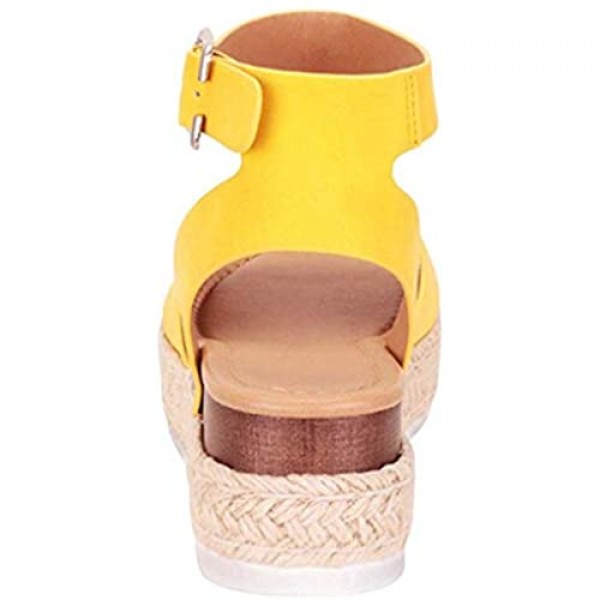 YOCheerful Women's Sandals Casual Rubber Sole Studded Wedge Shoes Buckle Ankle Strap Open Toe Sandals