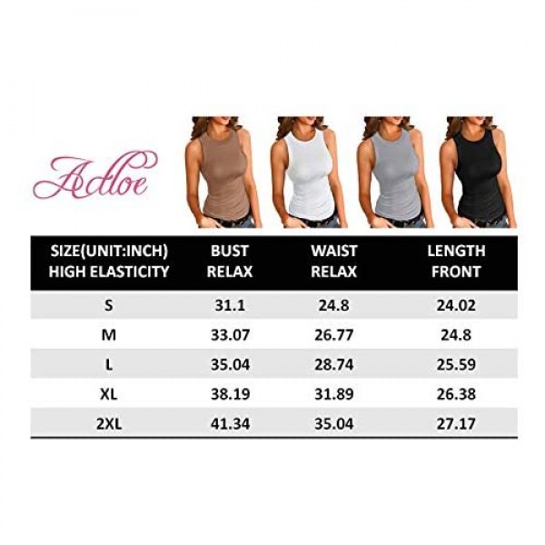 Actloe Womens Tank Tops Sleeveless Ribbed Round Neck Casual Summer Shirts Top