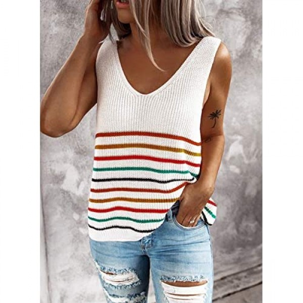 BLENCOT Women Casual Knit Tank Tops Scoop Neck Basic Solid Flowy Sleeveless Shirts Strappy Blouses Office S-2XL