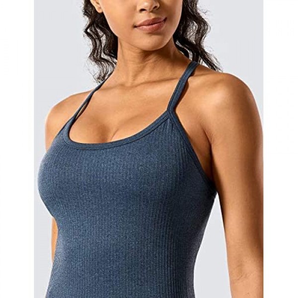 CRZ YOGA Seamless Workout Tank Tops for Women Racerback Athletic Camisole Sports Shirts with Built in Bra