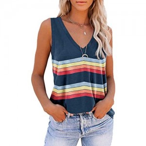 ETCYY Tie Dye Sleeveless V Neck Tank Tops for Women Summer Cute Printed Loose Fit Workout Athletic Yoga Shirts