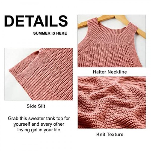 Imily Bela Womens Summer Halter Tank Tops Sleeveless Casual Racerback Loose Shirts Knit Cami Sweater Vest