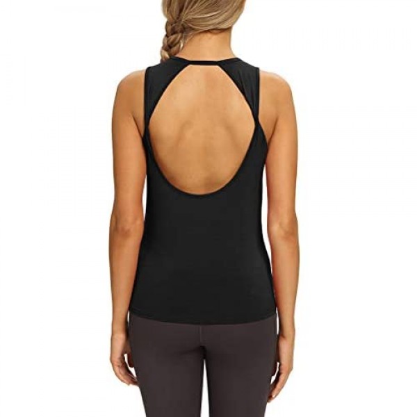 Mippo Workout Tops for Women Yoga Shirts Open Back Tank Tops Athletic Tops Gym Workout Clothes