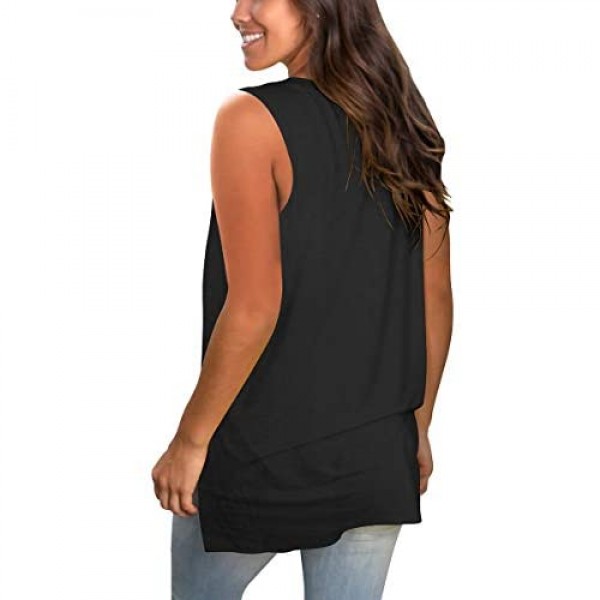 SAMPEEL Women's Basic V Neck T Shirts Side Split Tunic Tank Tops
