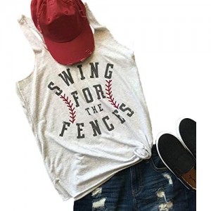 Swing for The Fences Racerback Tank Top Baseball Graphic Printed Tee Women Summer Vest Sleeveless Casual T Shirt