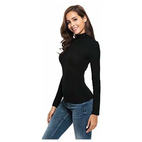 Womens Long Sleeve Mock Turtleneck Stretch Fitted Underscrubs Layer Tee Tops