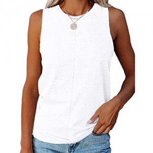ZIWOCH Womens Summer Tank Tops Crew Neck Sleeveless Solid Color Casual Loose Fit Tee Shirts
