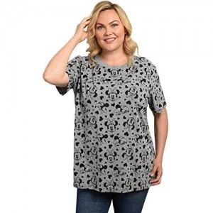 Disney Womens Plus Size T-Shirt Minnie Mouse Heart All Over Print