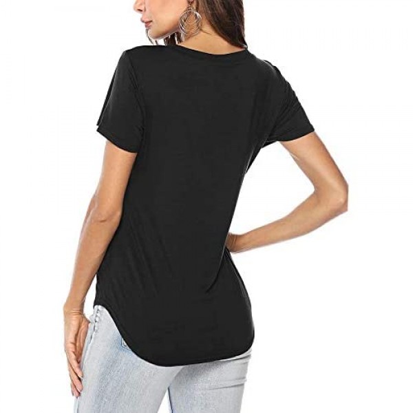 DittyandVibe Women's V Neck T Shirt Short/Long Sleeve Criss Cross Loose Casual Tops